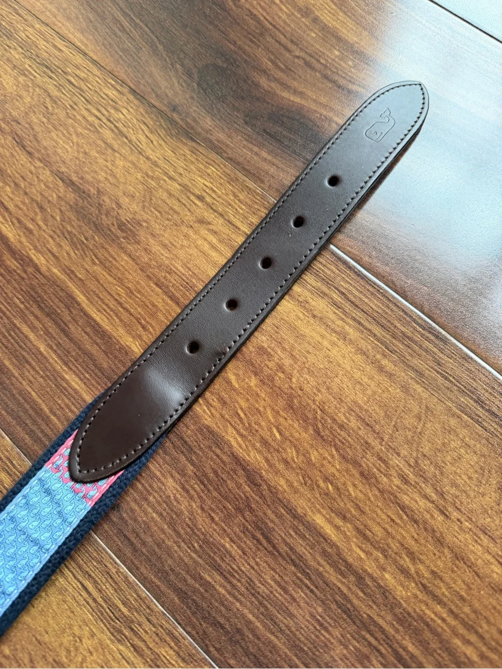 Vineyard Vines Whale Pastel Webbed Cotton Belt Leather and Brass Made in USA 38